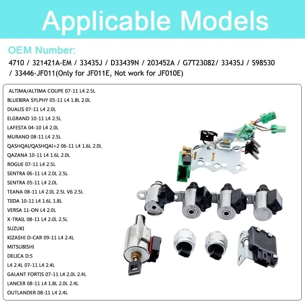 CVT JF011E Solenoid Kit (Valve Body Kit) for Nissan Altima, Rogue, Sentra & Dodge - MPN XS-R020 image 3