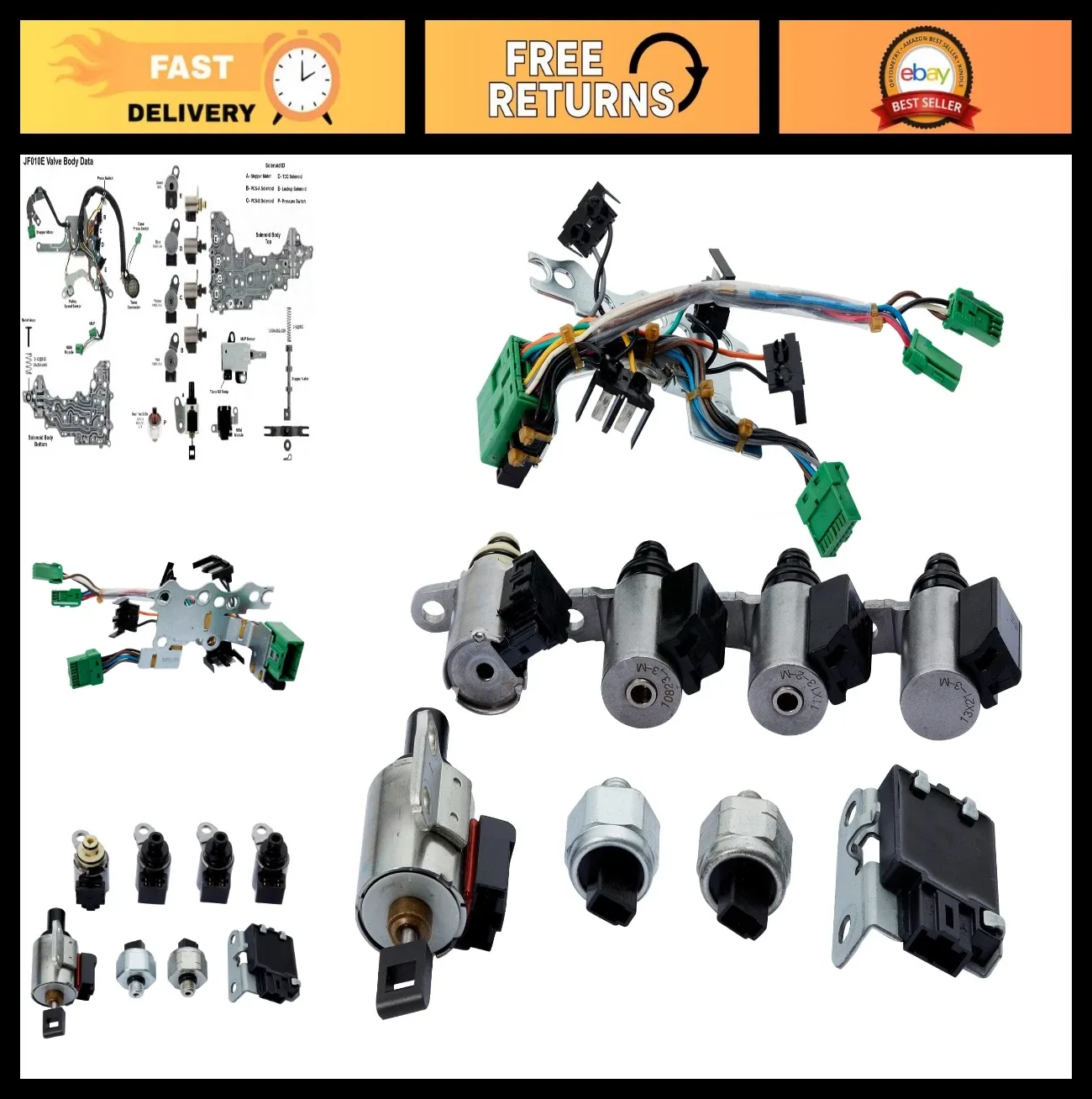 CVT JF011E Solenoid Kit (Valve Body Kit) for Nissan Altima, Rogue, Sentra & Dodge - MPN XS-R020