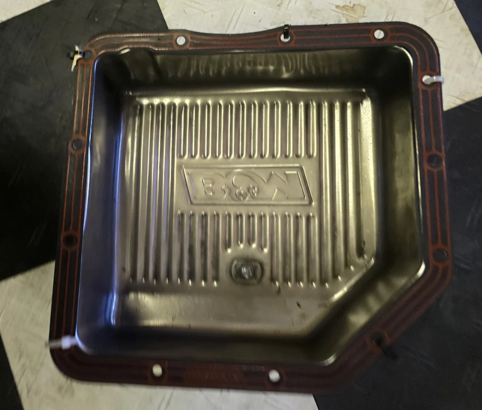GM TURBO 350 TRANSMISSION  DEEP PAN AND GASKET B&M chrome
