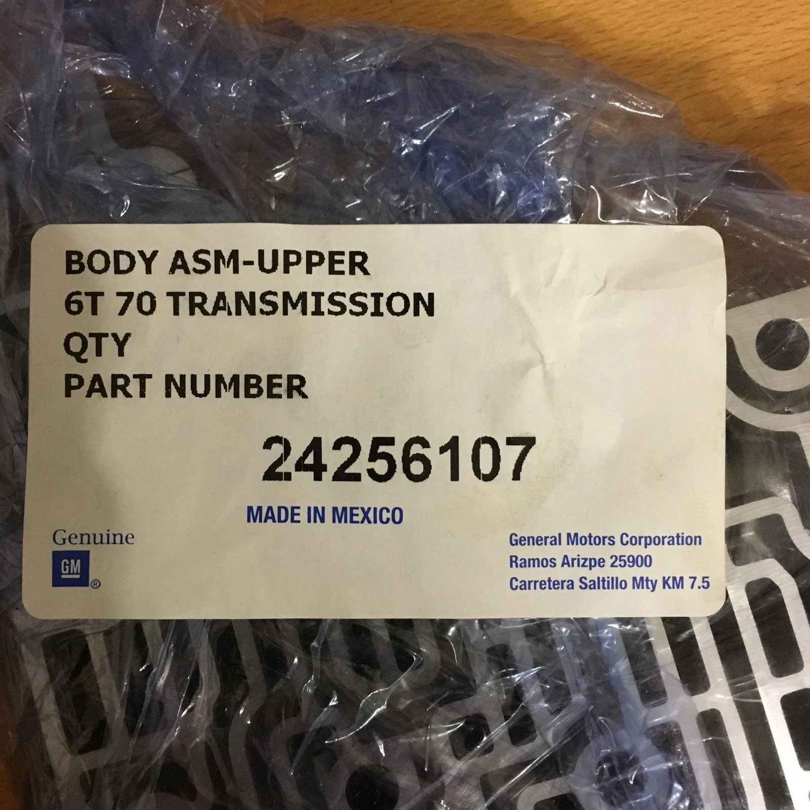 General Motors Transmission Main Control Valve Body 24256107