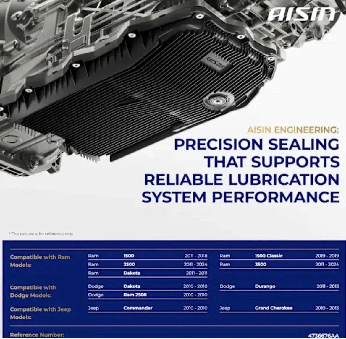 AISIN Transmission Oil Pan for Ram 1500 2500 3500 Dakota Jeep Grand Cherokee image 3