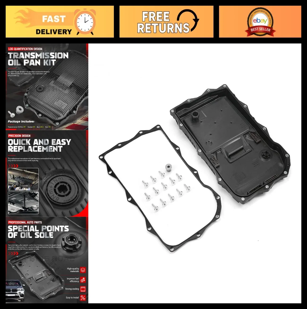 Transmission Oil Pan & Gasket Kit for BMW 2 3 4 5 6 7 8 X Z Series - Replaces 24