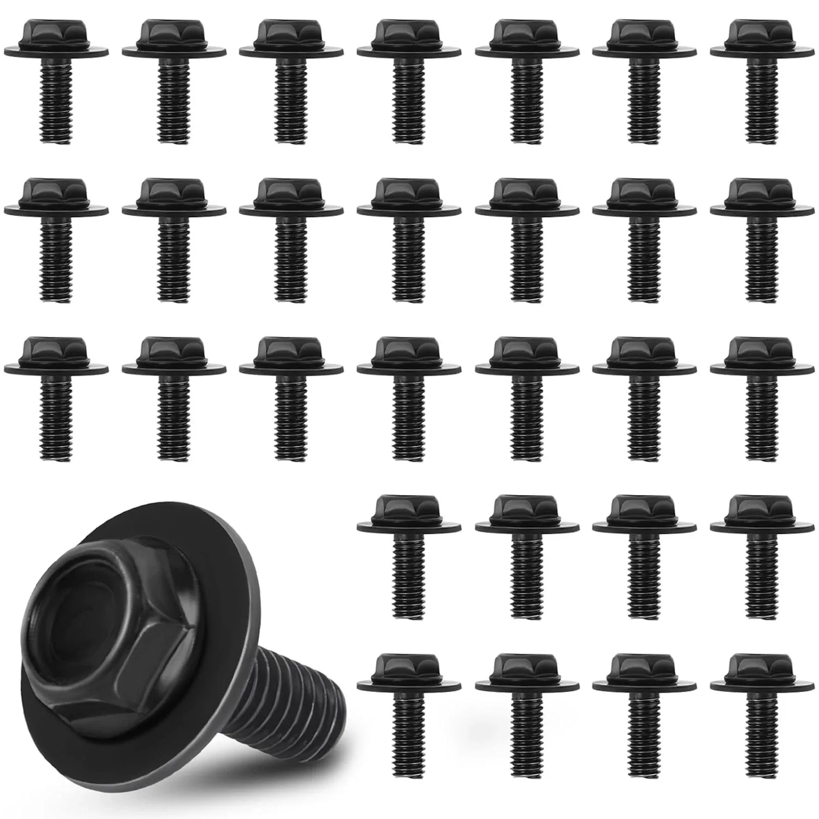 30Pcs Transmission Pan Bolts M6 x 1.0mm 17mm Size with 18mm Washer Oil Pan image 2