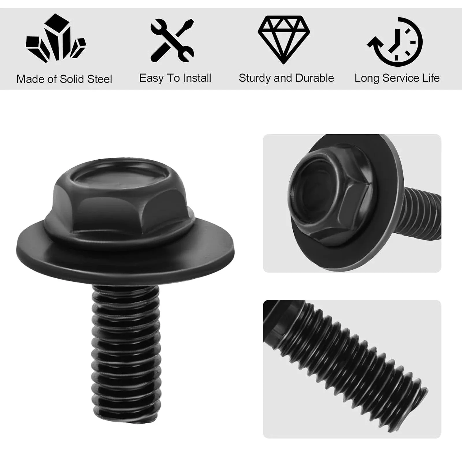 30Pcs Transmission Pan Bolts M6 x 1.0mm 17mm Size with 18mm Washer Oil Pan image 4