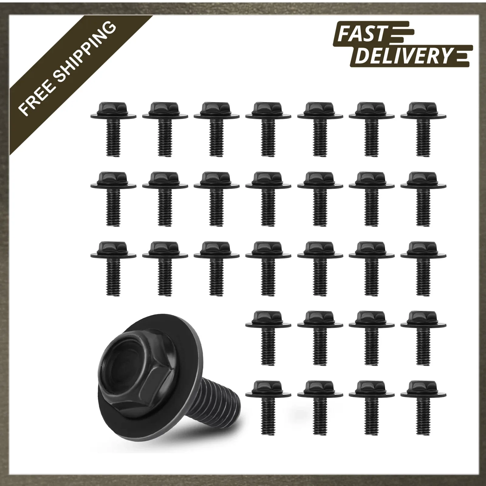 30Pcs Transmission Pan Bolts M6 x 1.0mm 17mm Size with 18mm Washer Oil Pan