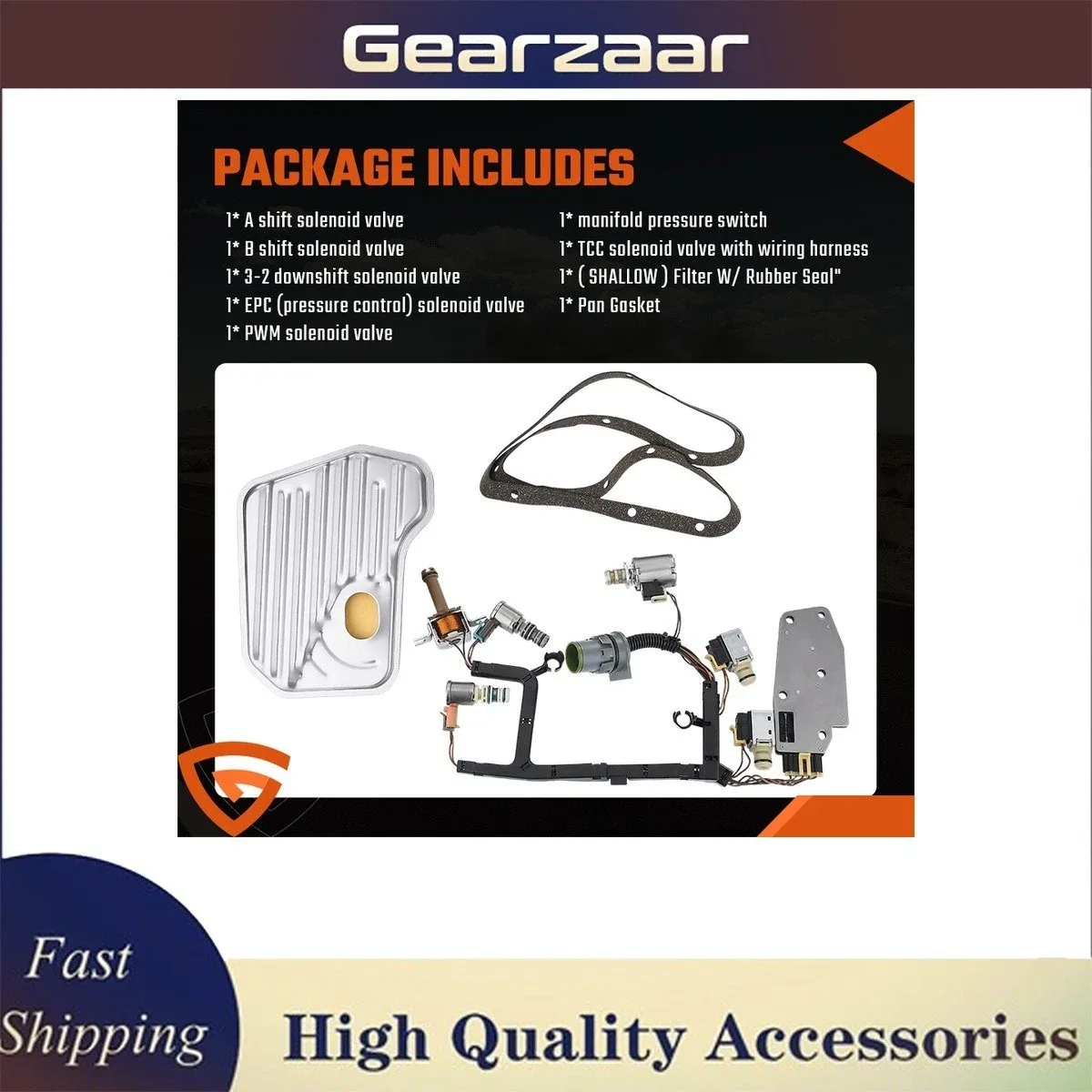 Gearzaar 9PC Transmission Solenoid Kit for 4L60E/4L65E (MPN 4L60E/4L65E)