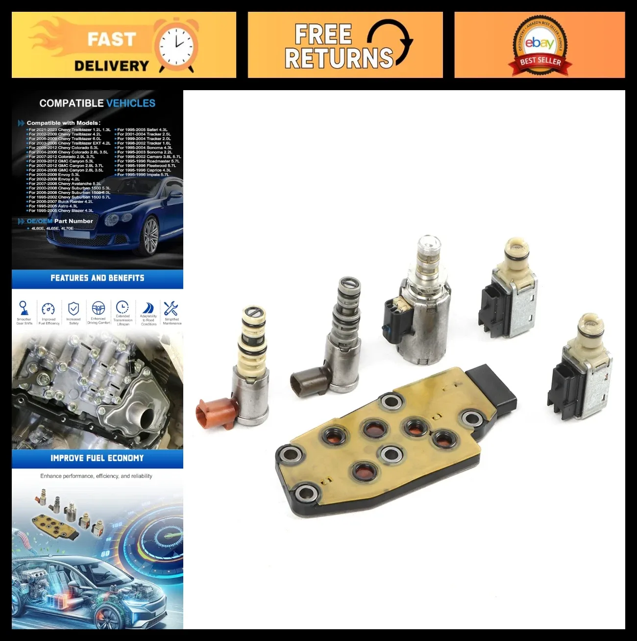 Transmission Solenoid Kit for 4L60E/4L65E/4L70E - QMP-I12D0330