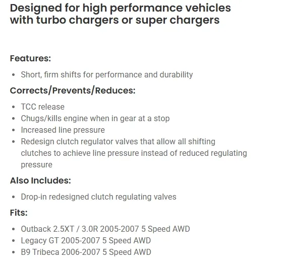 Transgo 5EAT-HD2 Shift Kit (5EAT) 05-07 image 4