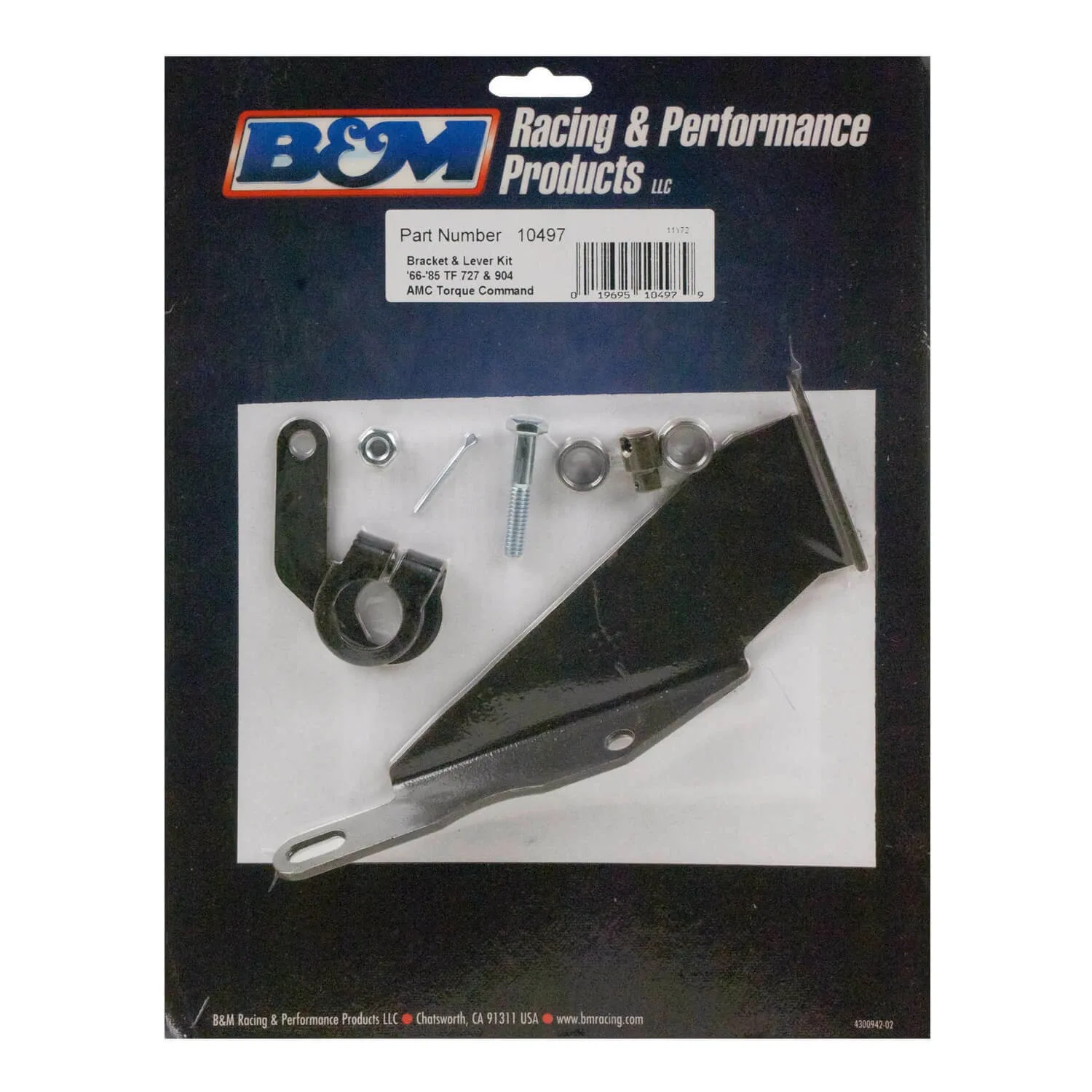 B&M 10497 CABLE BRACKET & SHIFT LEVER KIT - MOPAR/AMC 1966-UP A727 & A904