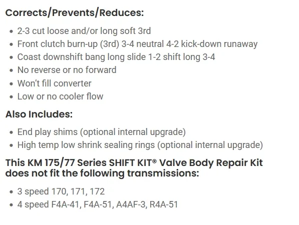 TransGo SK KM175/77 Shift Kit (KM175/177 Transmission) image 3
