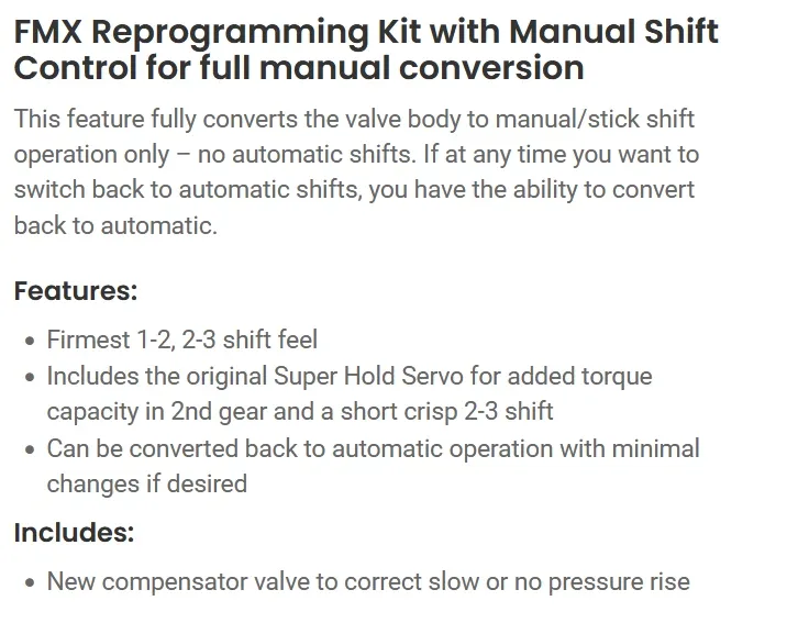 TransGo FMX-3 Shift Kit for Ford FMX Transmission image 3