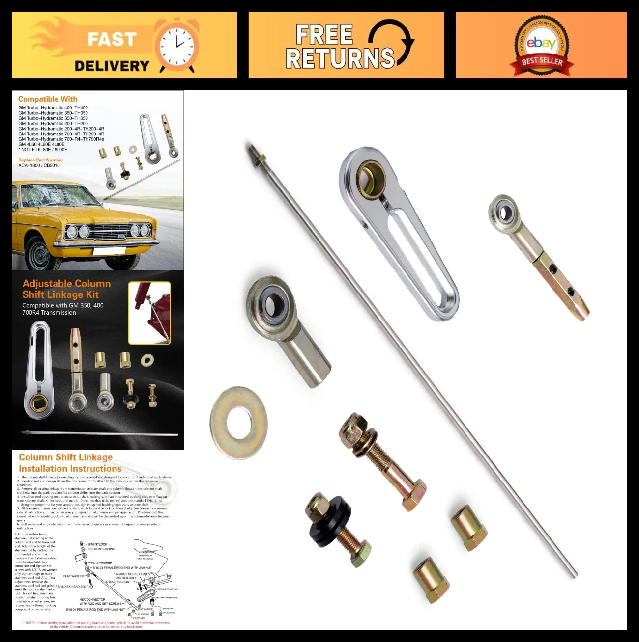 21" Shift Linkage Kit for GM TH-200, 200-4R, TH-350, 4L60E - MELIN-025-051