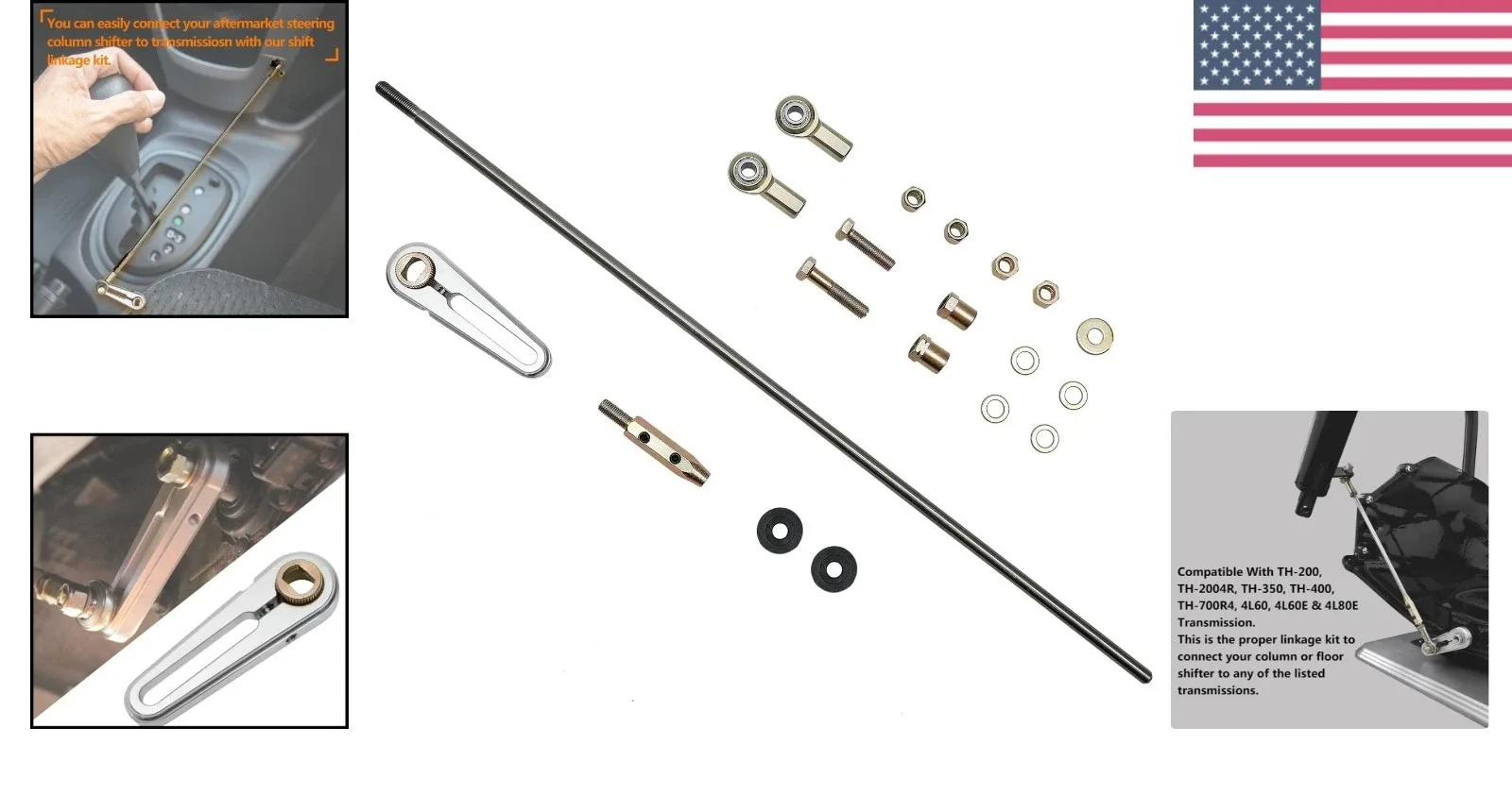 GM Column Shift Linkage Kit with 21" Stainless Steel Rod - Transmission Shift Linkage Kit image 2