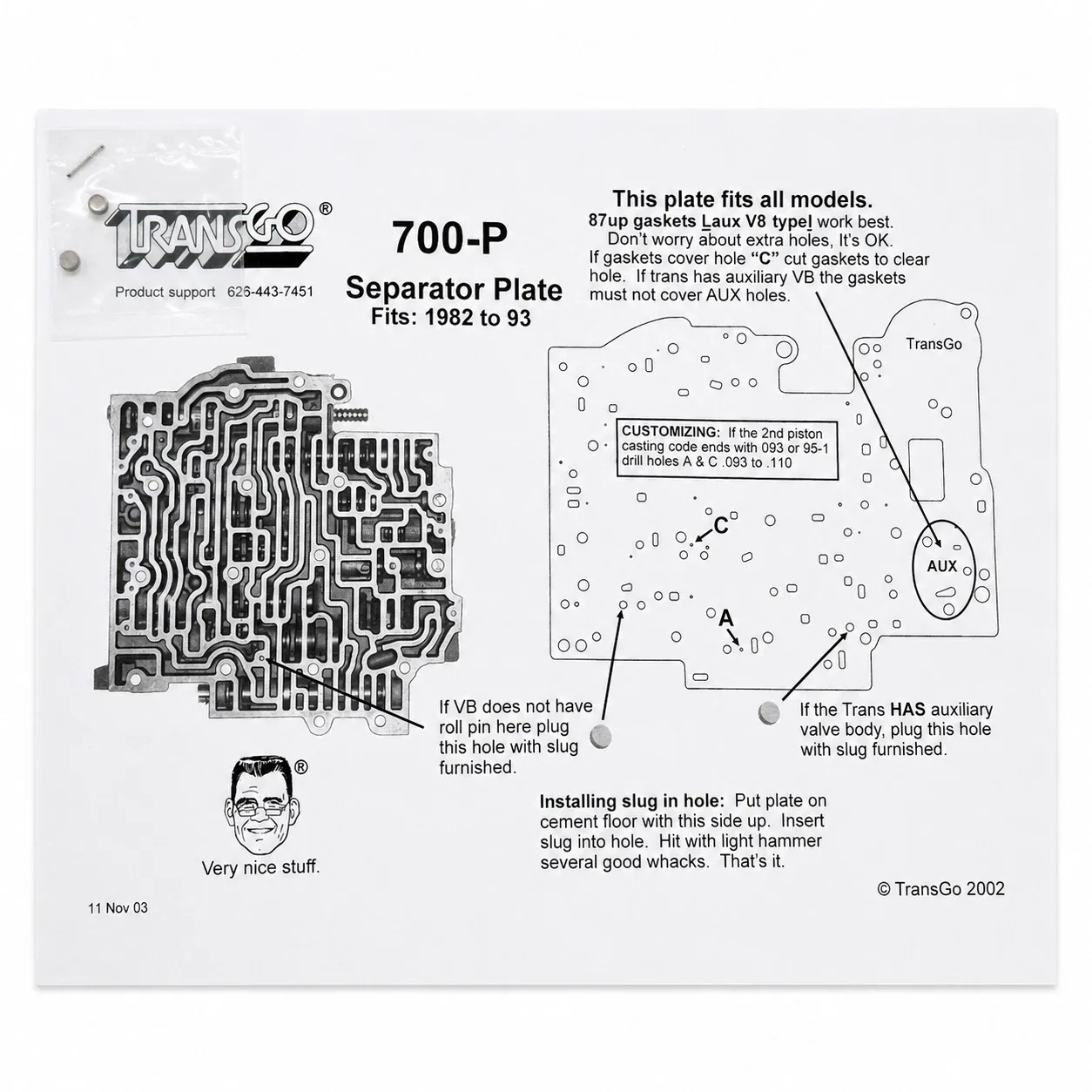 TransGo 700R4 / 4L60 Separator Plate 700-P (A74747) image 2