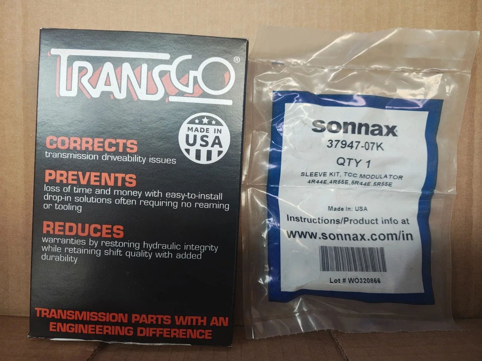 Ford 5R55E Transgo Shift Kit + Sonnax TCC Sleeve 37947-07K (MPN: sk 4455e)