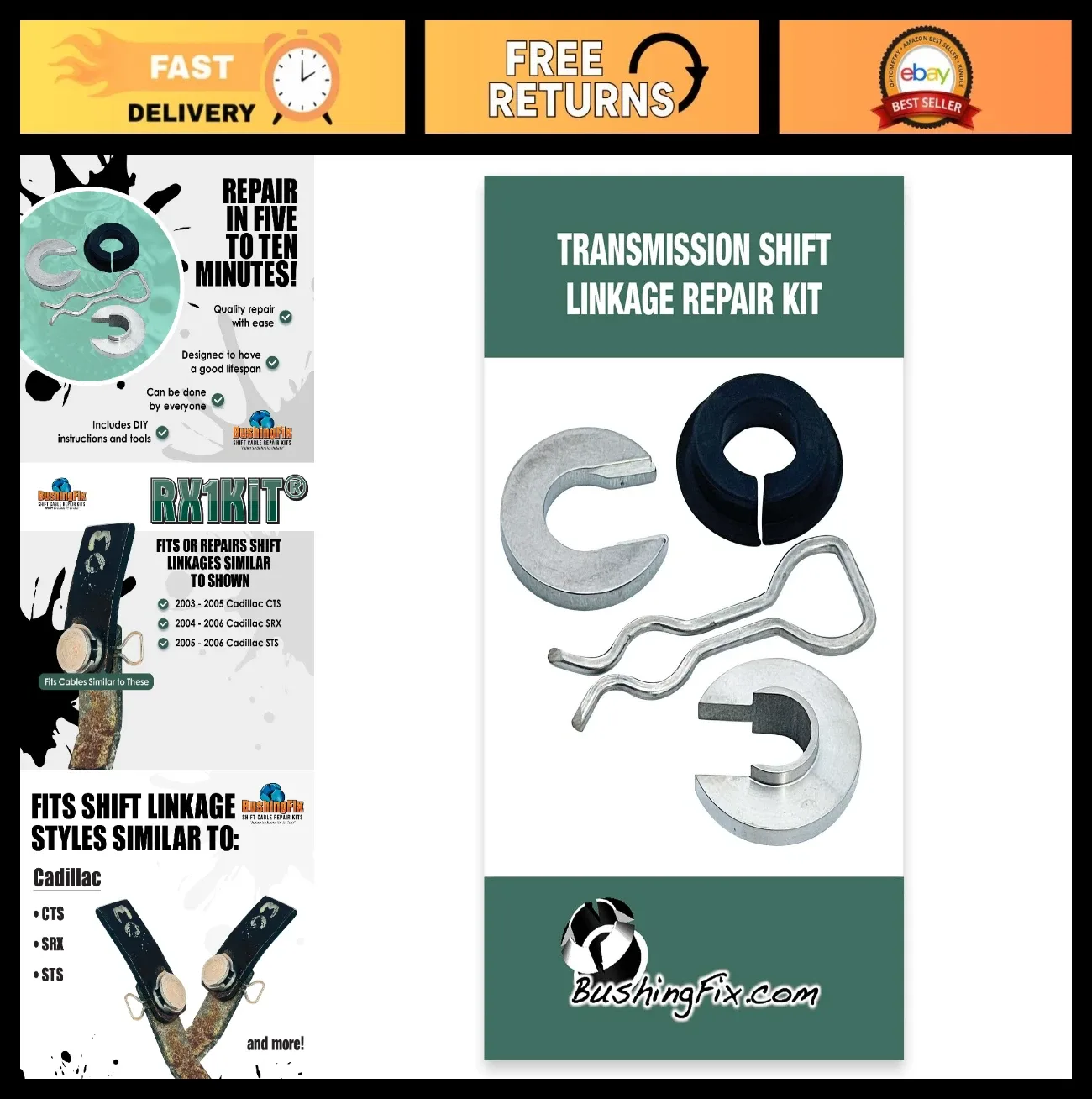 Automatic Transmission Shift Linkage Bushing Kit RX1Kit1™ (OEM 25770394 / 88967344 / 88967345)