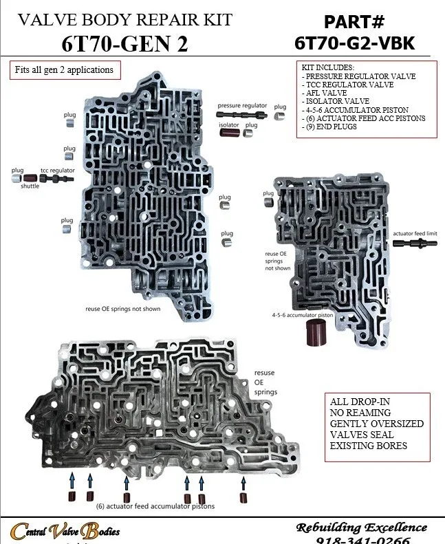 6T70 G2 Valve Body Repair Kit 6T70-G2-VBK