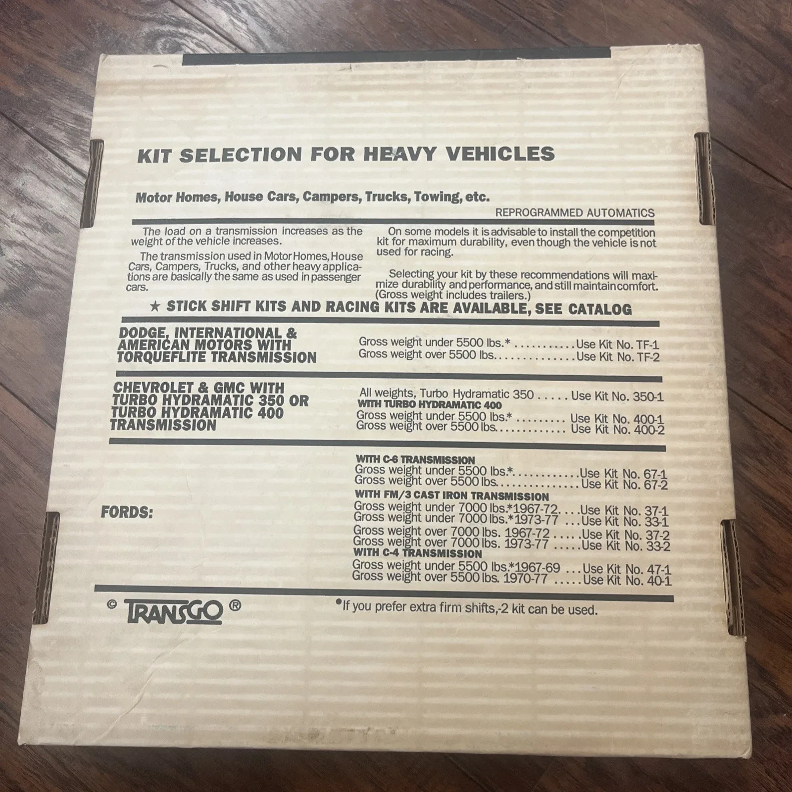 Transgo SK TFOD-HD2 Shift Kit for Gear Command 500 / 42RH / 518 / 46RH image 4