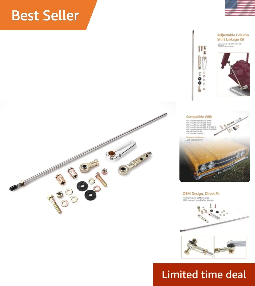 Universal Adjustable Transmission Column Shift Linkage Kit