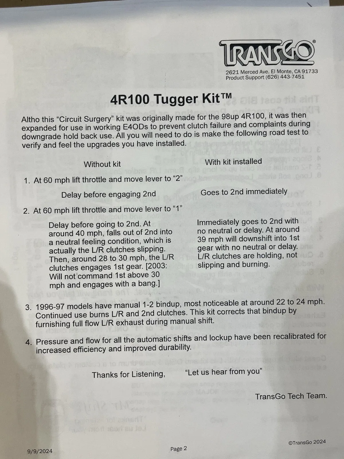 E40d Trans Go Tugger Shift Kit image 3