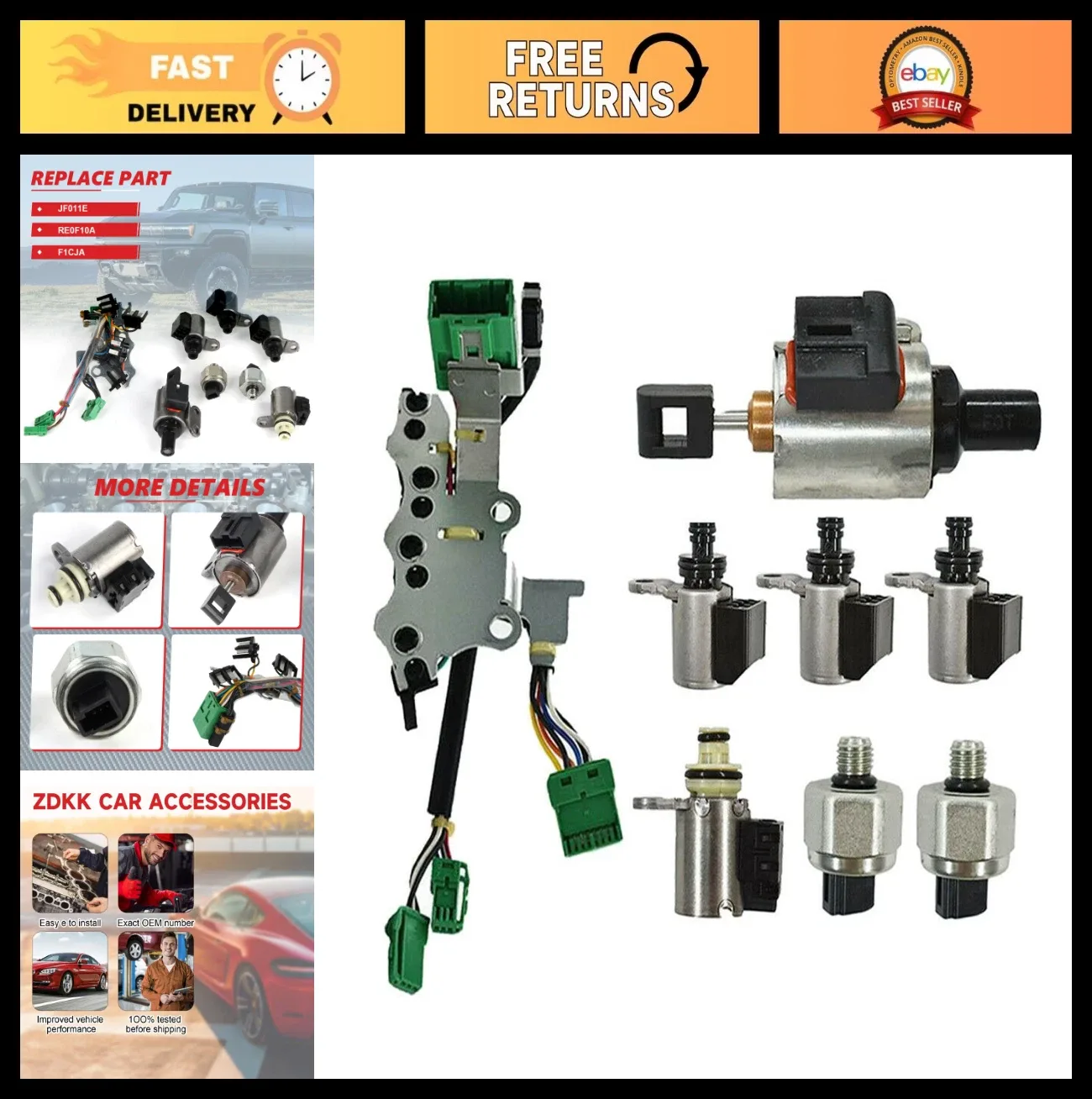 JF011E Valve Body Solenoids Set for Altima Rogue Caliber Lancer Compass 2.0L-2.5