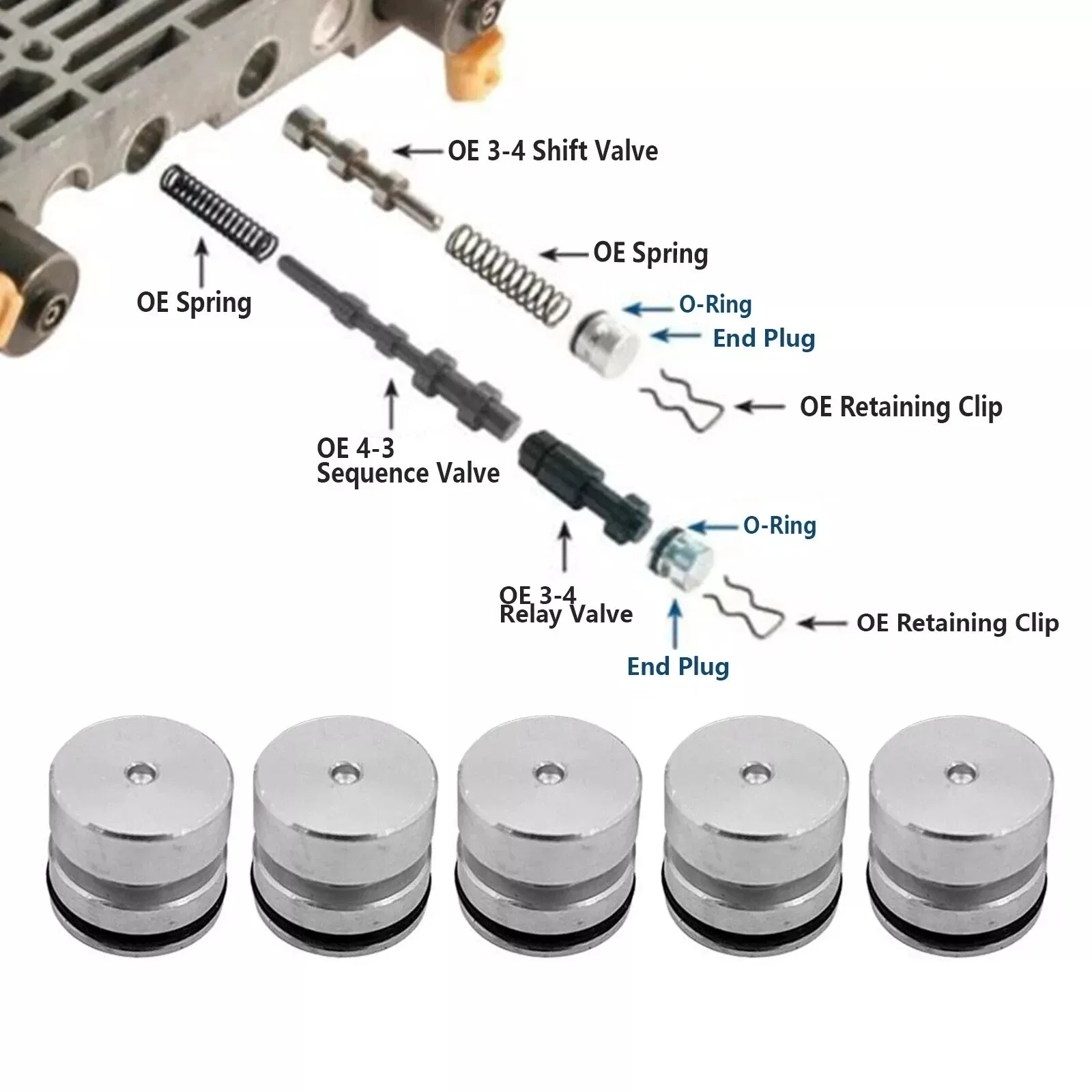 5x For Sonnax 4L60-E 4L65-E 4L70-E 3-4 Relay O-Ringed End Plug Kit 77964-08K HOT image 2