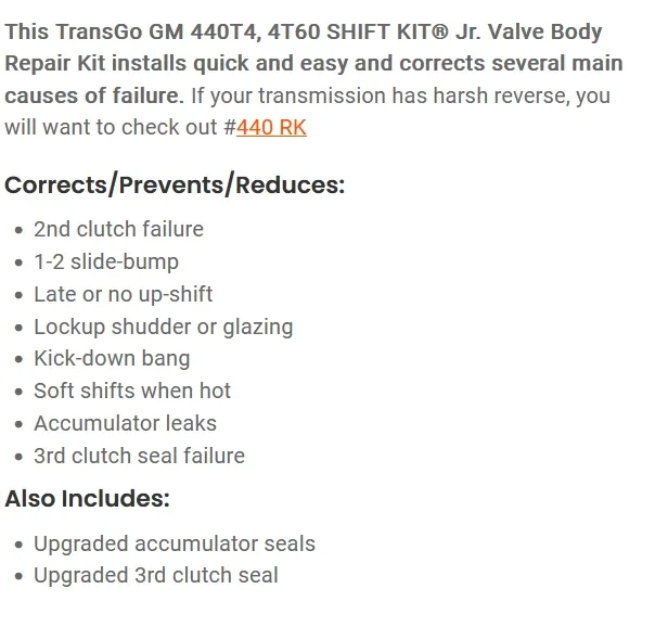 Transgo SK 440-JR Transmission Shift Kit-Jr (Junior) TH440-T4 84-93 image 4