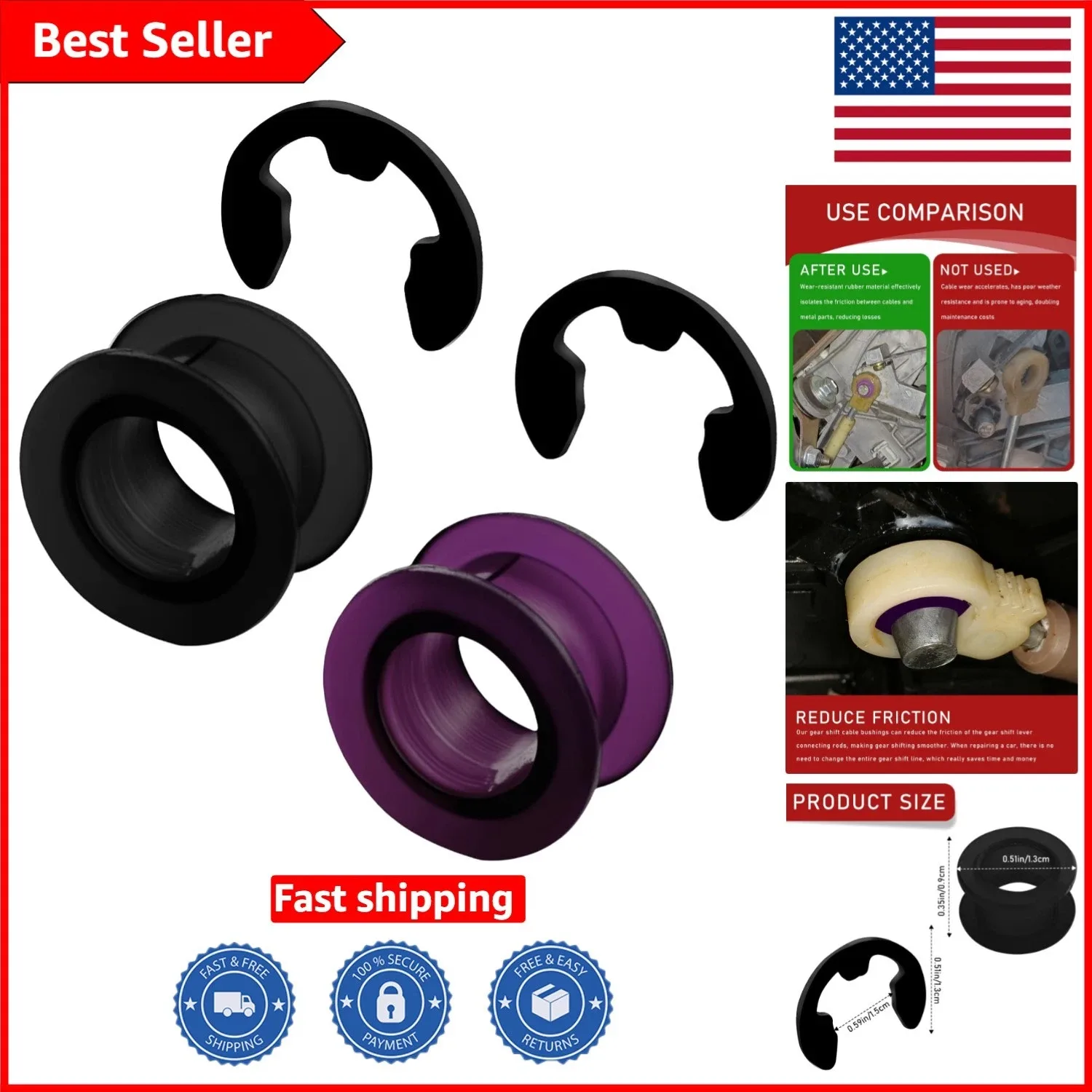 Compact 2-Piece Rubber Shifter Bushing Set - Fits Saturn, Toyota, Jeep, and More