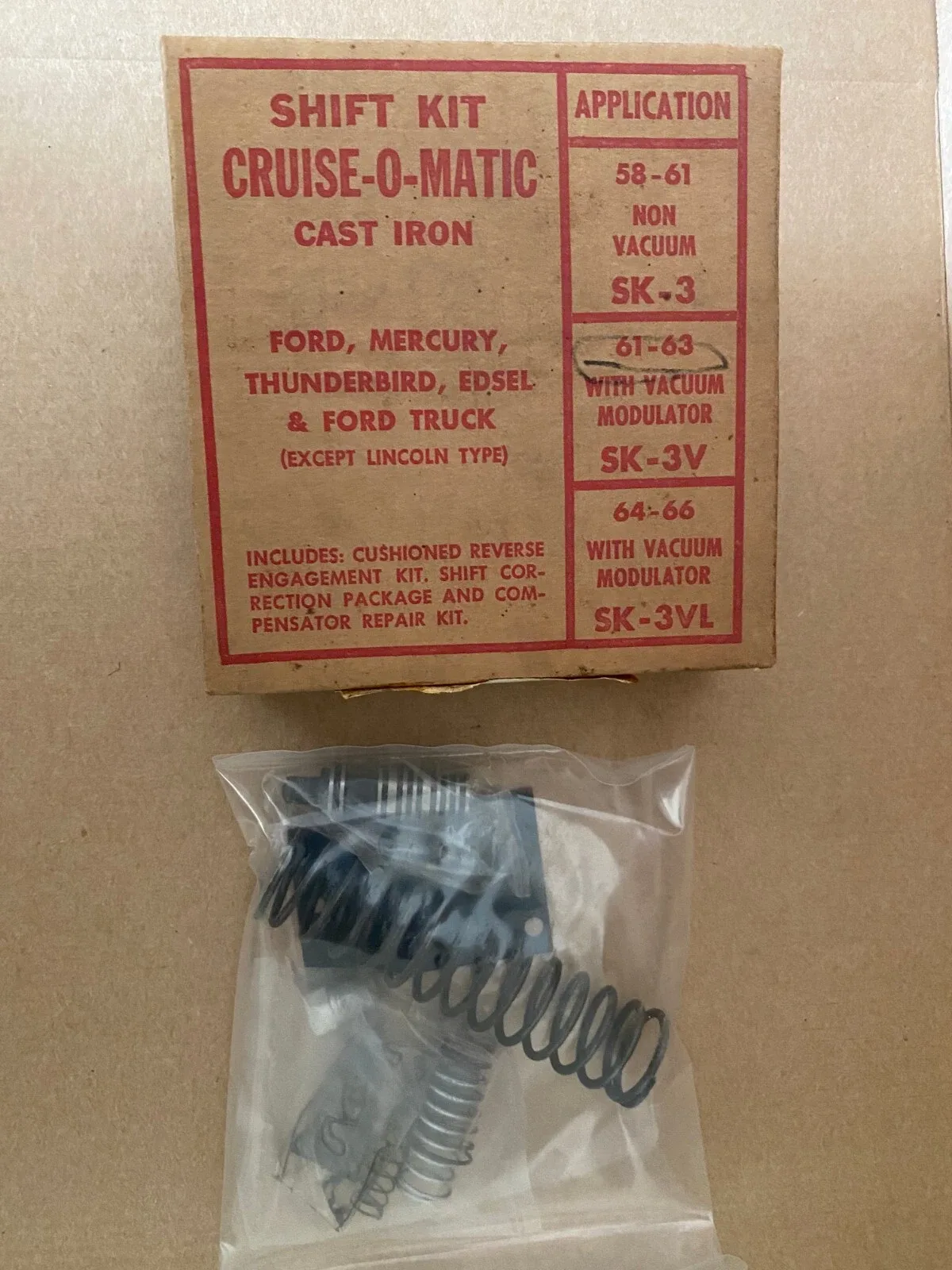 Cruiseomatic transmission shift kit SK-3V 61-63 ford mercury truck with vacuum