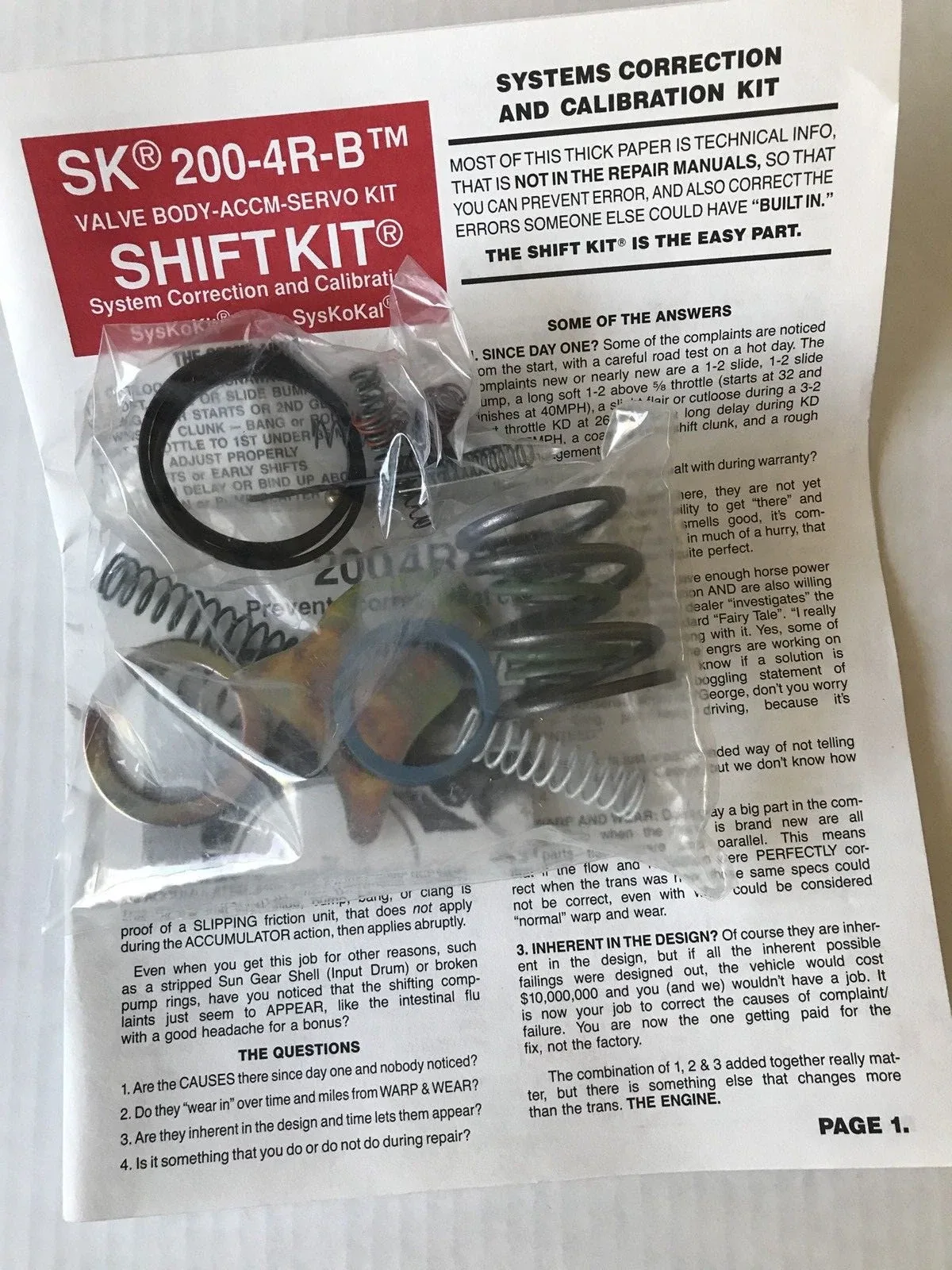 1981+ GM 200-4R / 2004R Transgo SK 20R Shift Kit Valve Body Rebuild Kit image 3