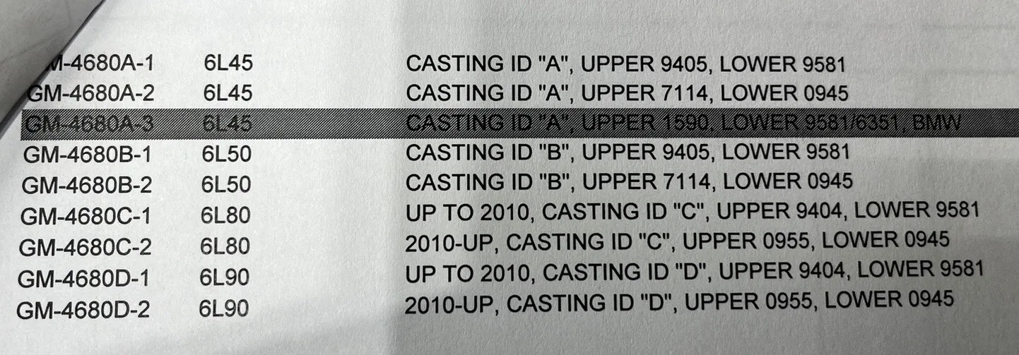 6L90E Valve Body, 2010 And Later, CASTING ID “D”, 0955, 0945 image 3
