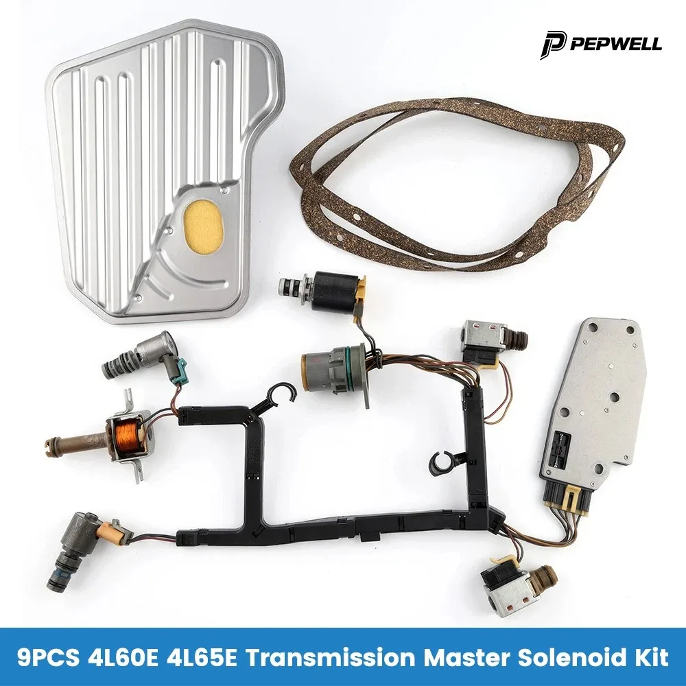 9PCS 4L60E/4L65E Transmission Solenoid Kit For Chevy GMC EPC Shift TCC 3-2 PWM