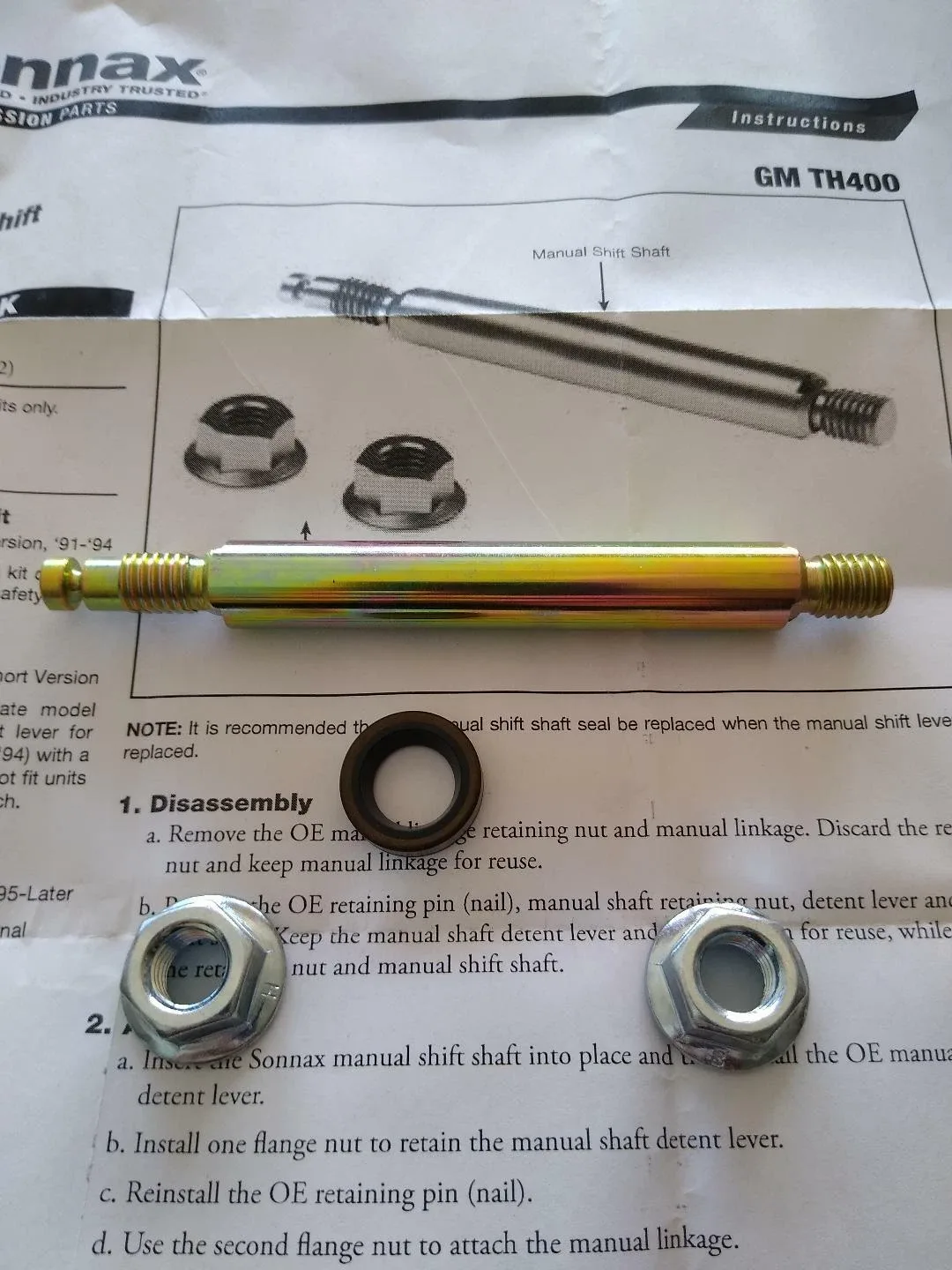 . THM 400 Manual Shift Shaft Kit 38511-05K + FREE MANUAL SHAFT SELECTOR SEAL