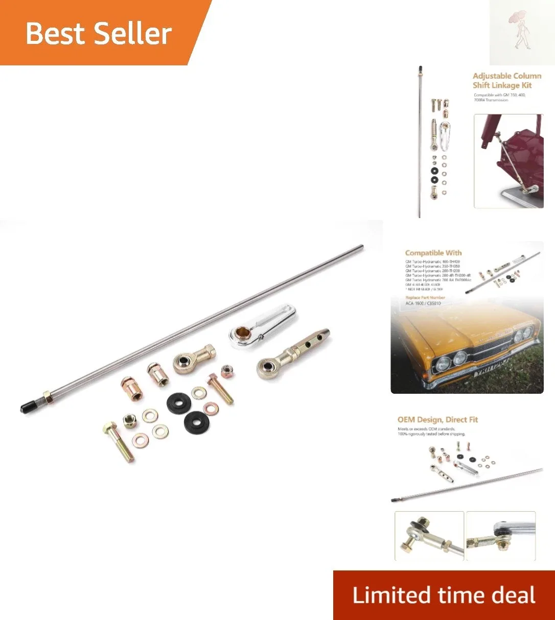 Adjustable Transmission Column Shift Linkage Kit CB5010