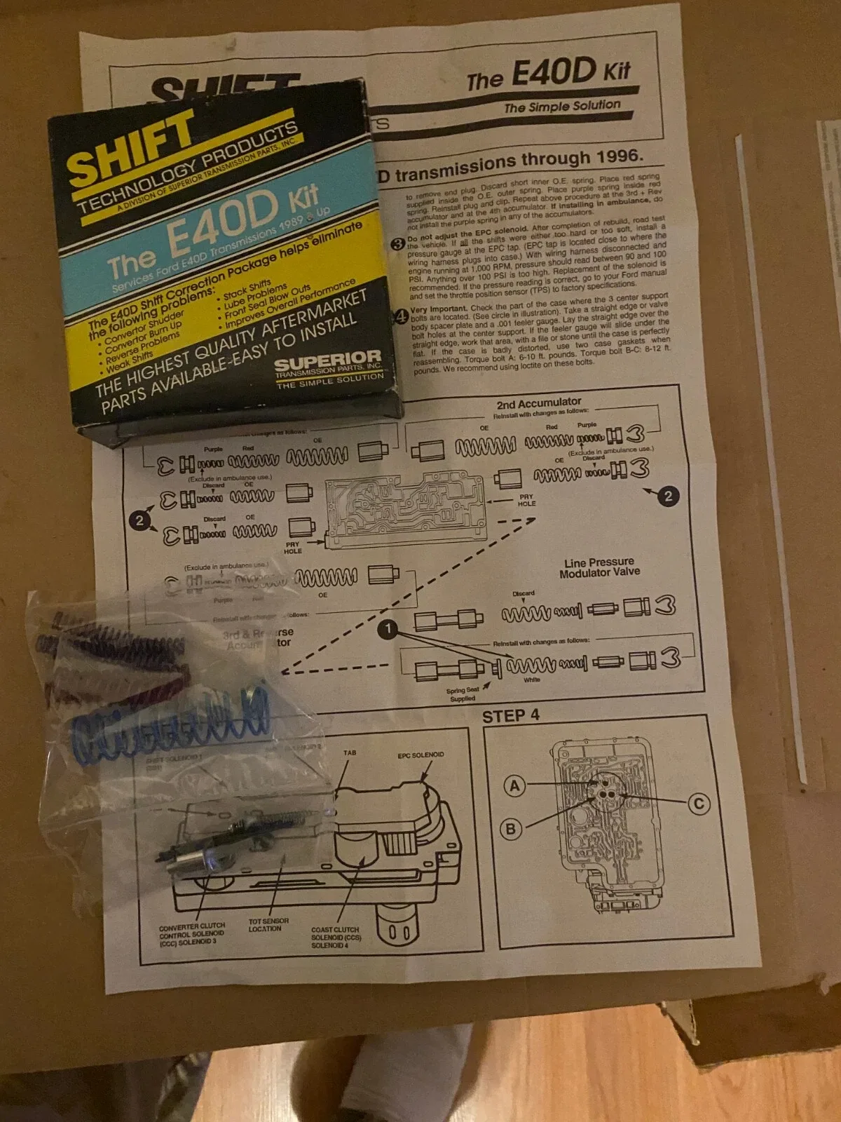 E4OD transmission shift kit superior 1989-1996 new old stock