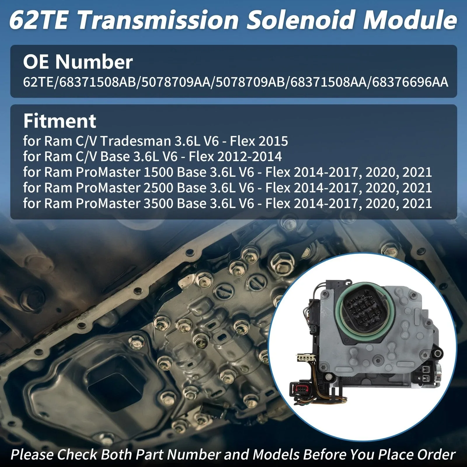 62TE Transmission Solenoid Pack 68371508AB for Chrysler Dodge - VekAuto image 2