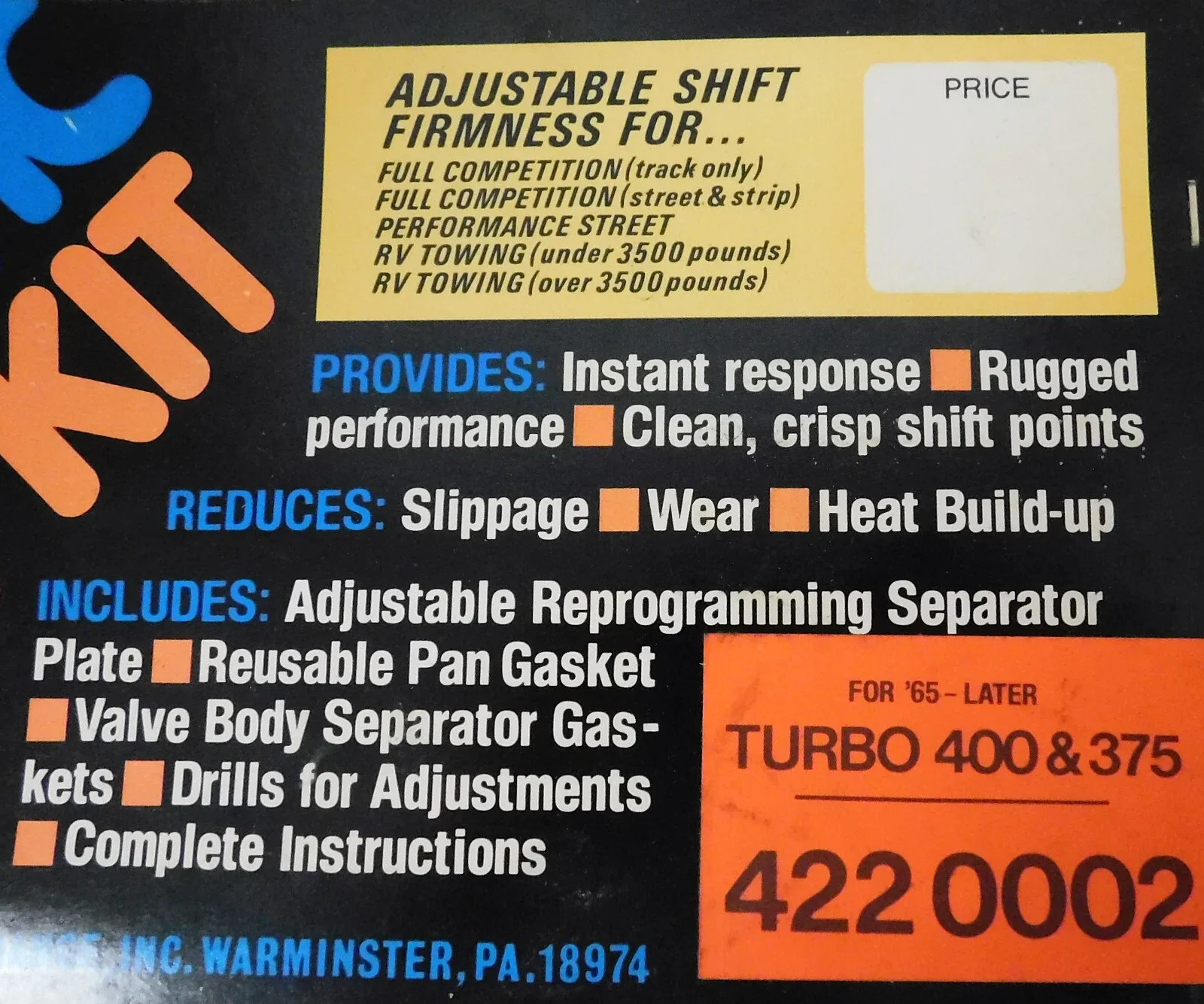 Hurst 422-0002 NOS GM TH375/400 Shift Improver Kit, Street/Strip/RV image 2