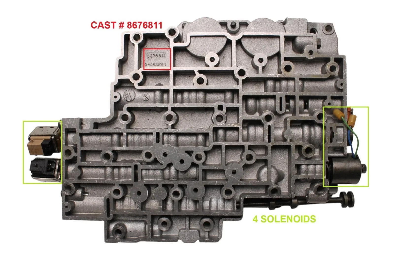 34740D - 4L80E 4L85E, VALVE BODY, 4 SOLENOID, SCREW IN SENSOR, CAST: 8676811 image 2