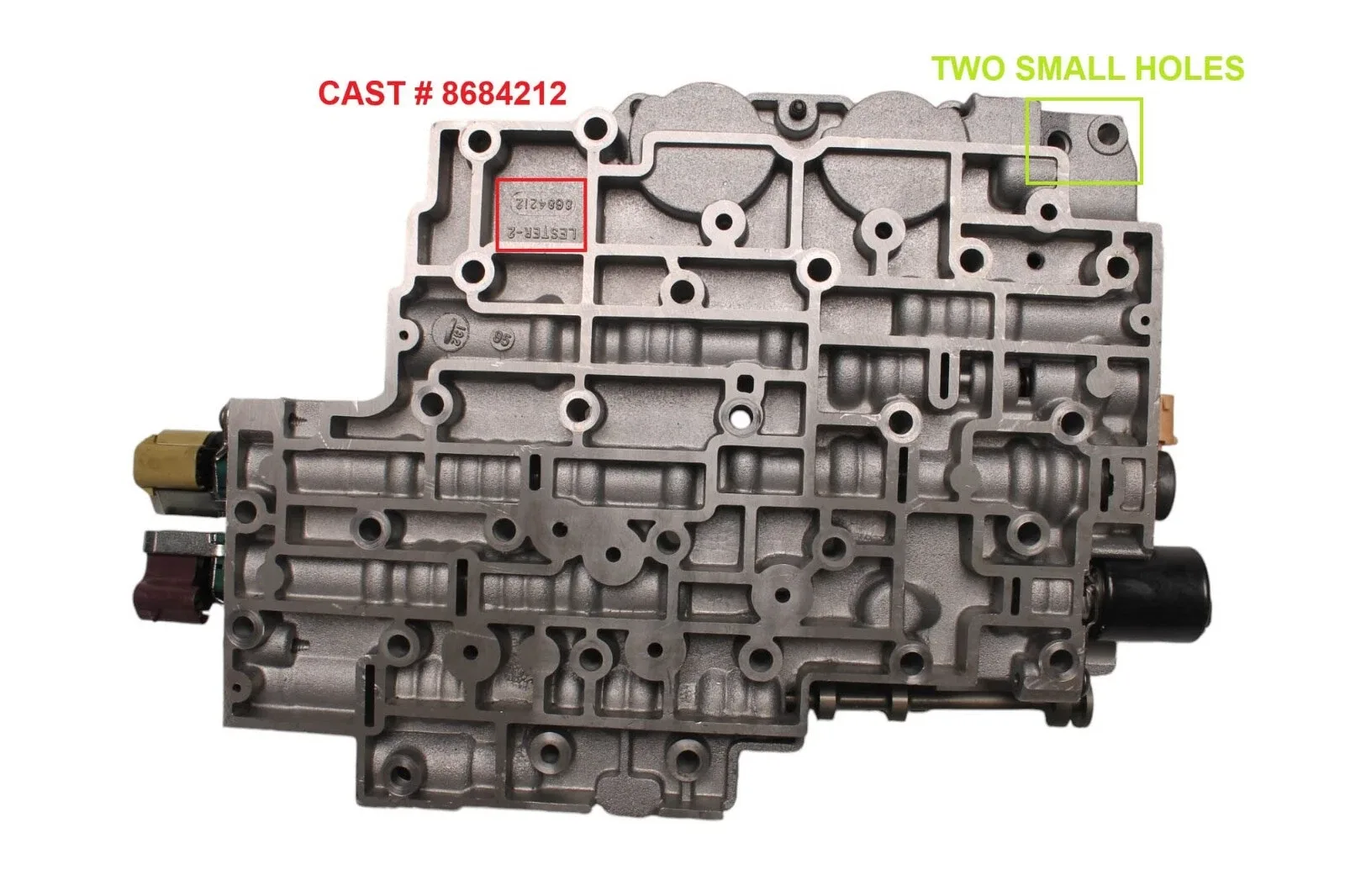 34740EB - 4L80E 4L85E, VALVE BODY, 4 SOL, 2 SMALL HOLES, CAST: 8684212, 1991-96 image 2