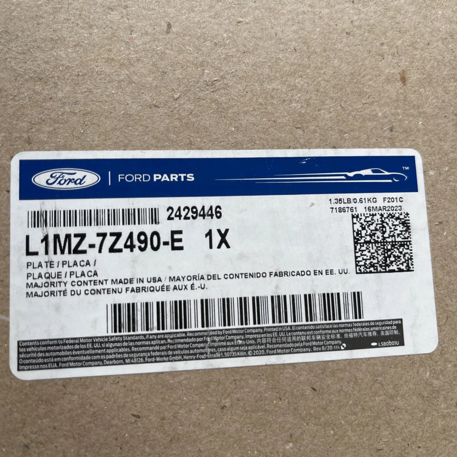 Genuine Ford Automatic Transmission Valve Body Separator Plate L1MZ-7Z490-E