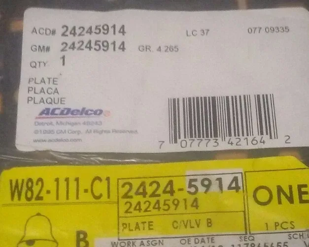 New ACDelco Control Valve Body Plate GM # 24245914 image 2