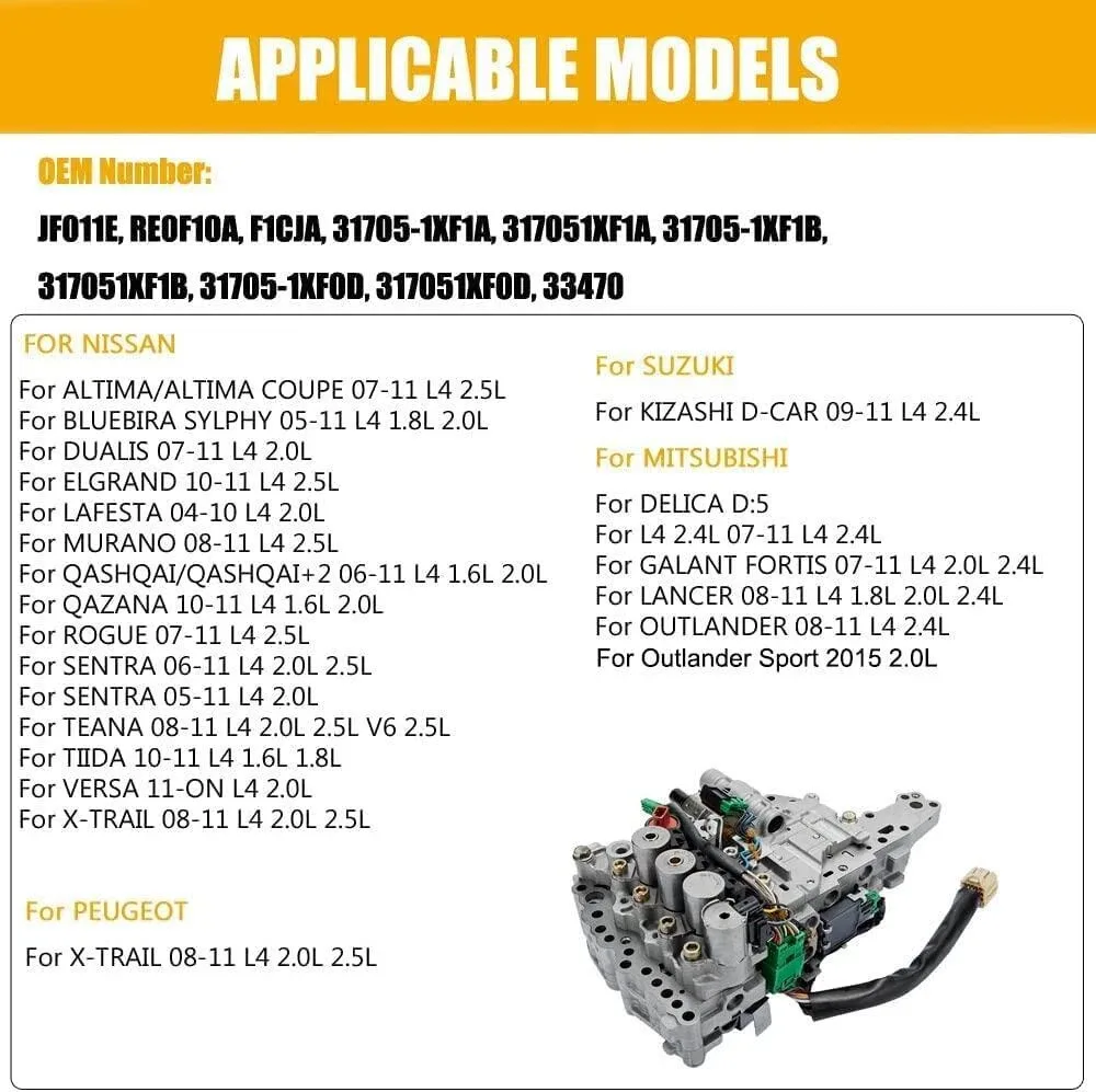 JF011E RE0F10A Valve Body Transmission For Mitsubishi Outlander Nissan Altima image 3
