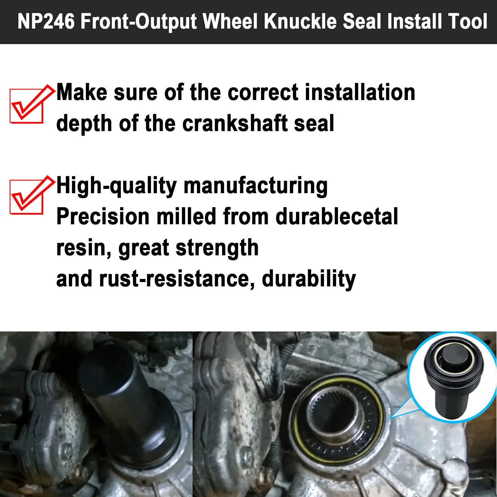 Fits For 1998-Up Chevy GMC NP246 NP261 Front-Output Seal Install Tool T-M109RAC image 3