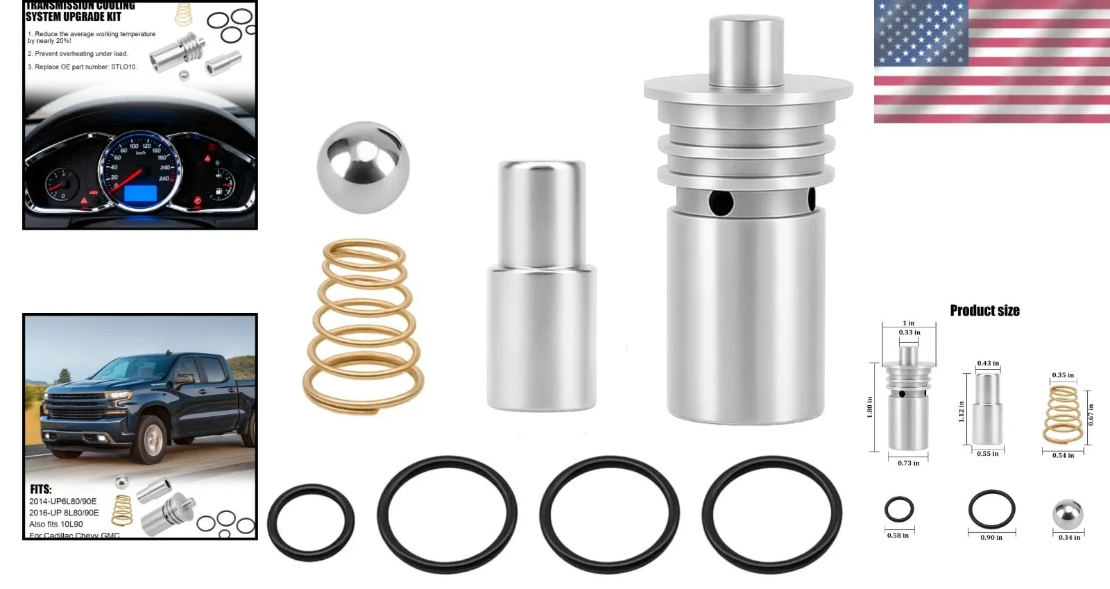 Durable Iron Cooler Flow Bypass Valve Kit for Automatic Transmissions 6L80/10L90 image 2