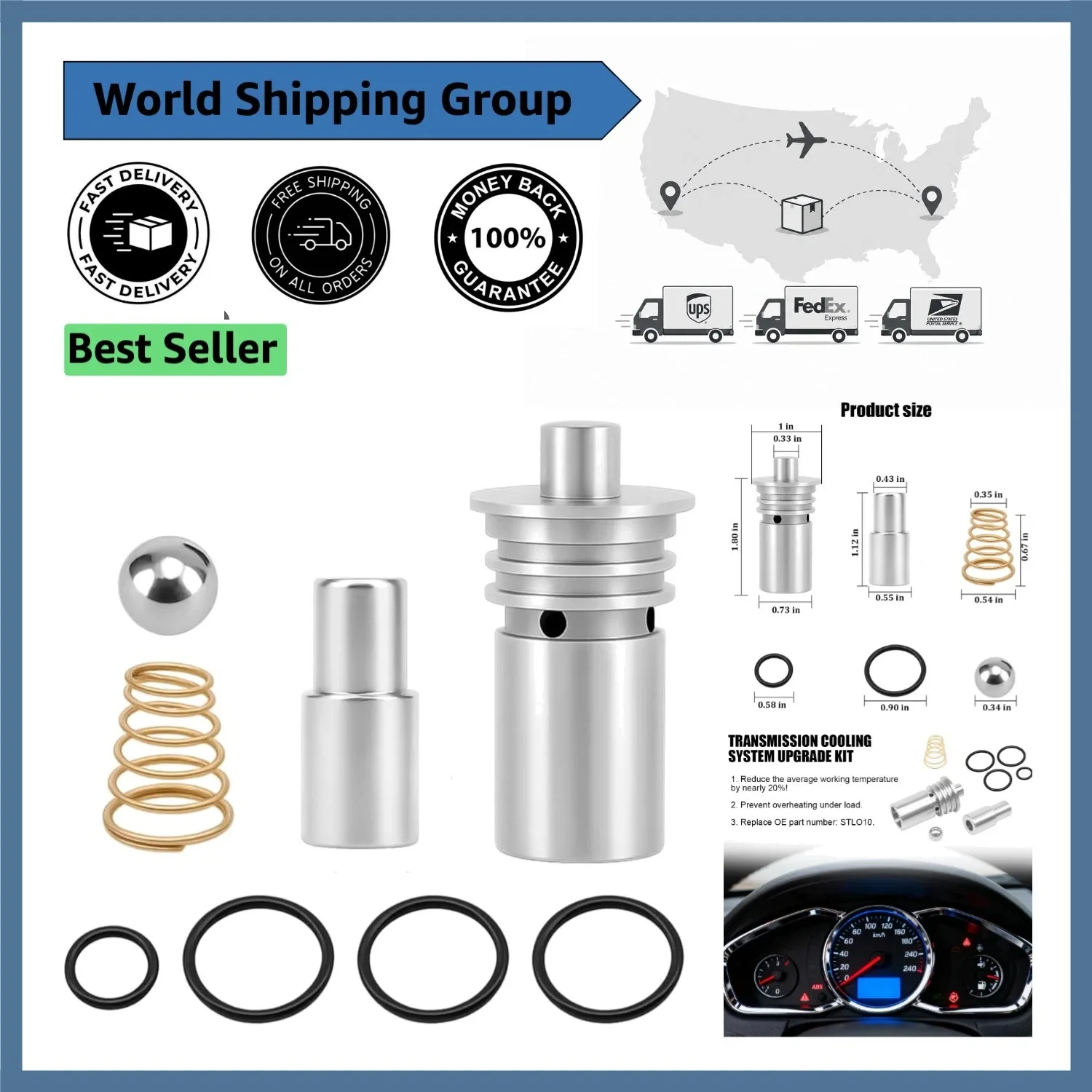 Durable Iron Cooler Flow Bypass Valve Kit for Automatic Transmissions 6L80/10L90