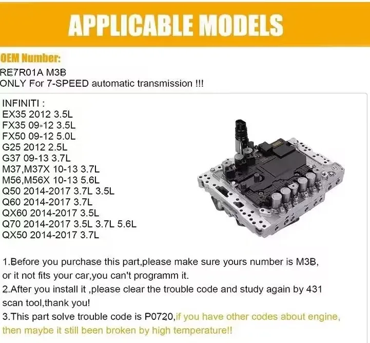 2008-up Infinity G37 Q50 QX80 Valve Body RE7R01A image 2