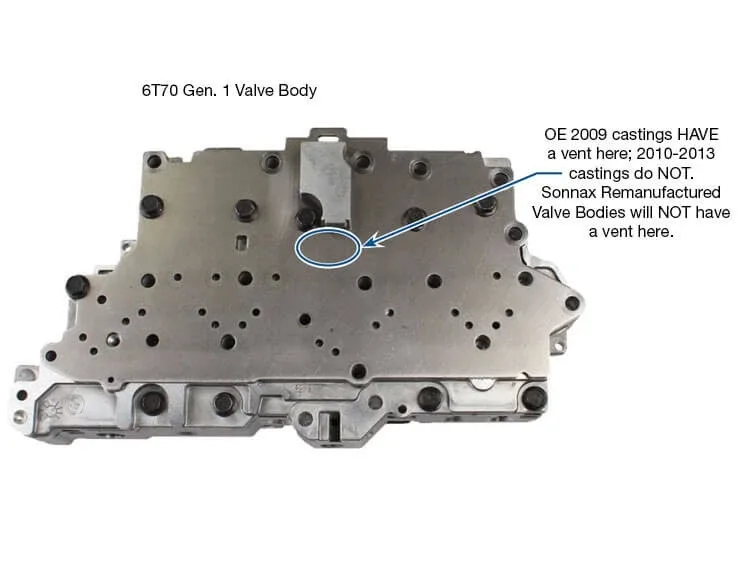 Sonnax 6T70(Gen. 1),6T75 (Gen. 1) Remanufactured Valve Body, Part No. GM6T70-1L