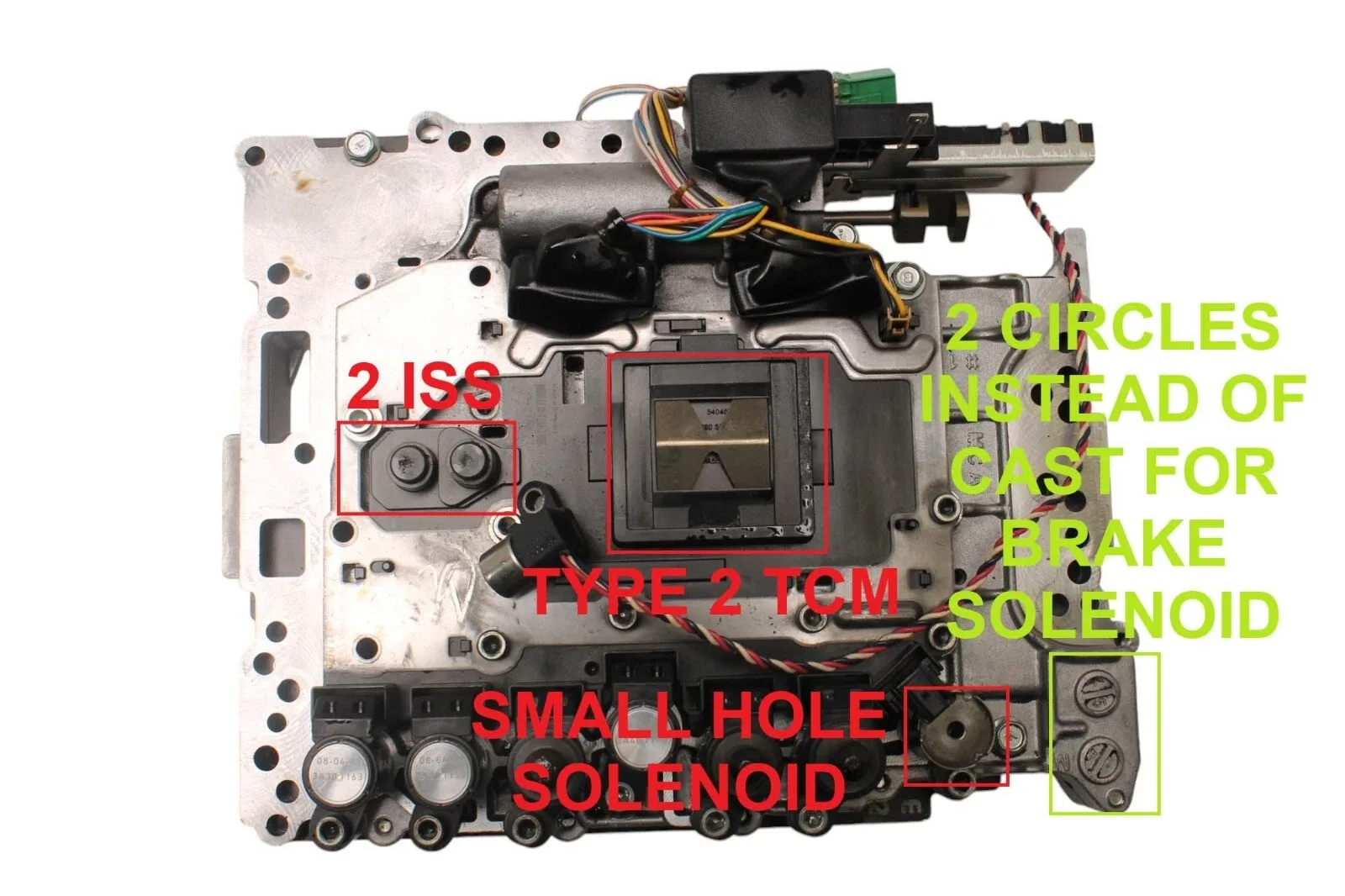 173740BAB - RE5R05A, VALVE BODY, 2ND DESIGN TCM, 1 BORE, 2 CIRCLES, CAST: MCA image 2