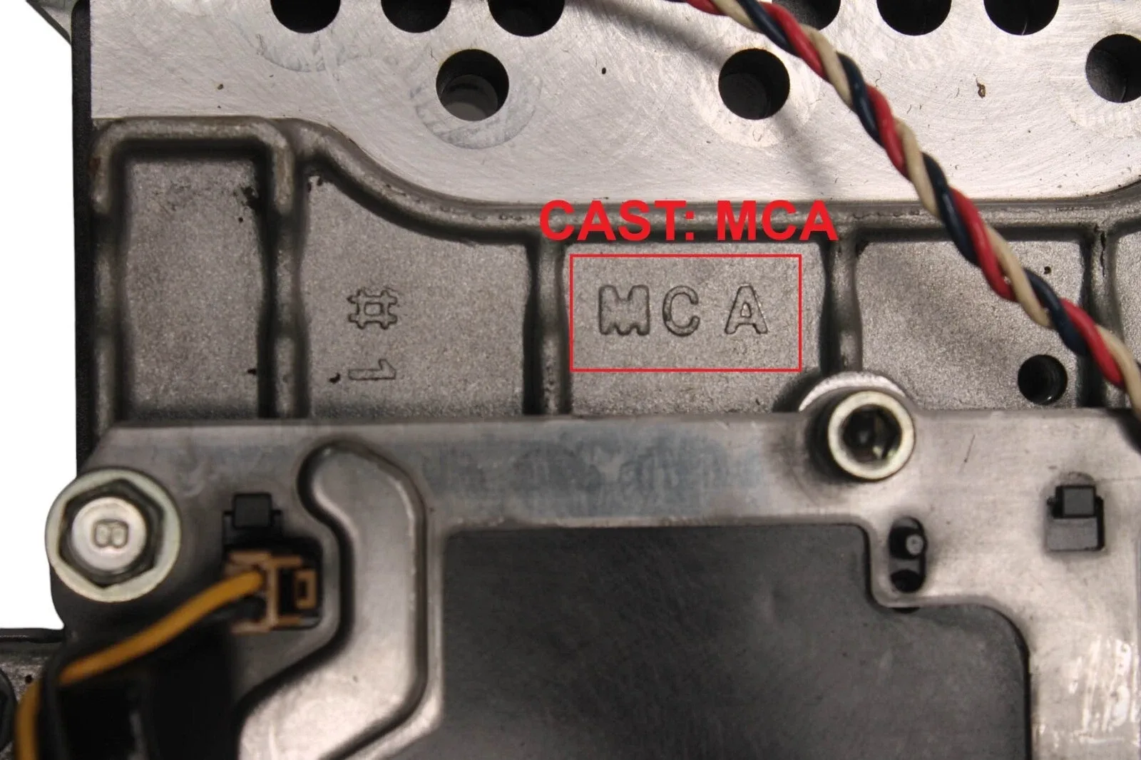 173740BAB - RE5R05A, VALVE BODY, 2ND DESIGN TCM, 1 BORE, 2 CIRCLES, CAST: MCA image 3