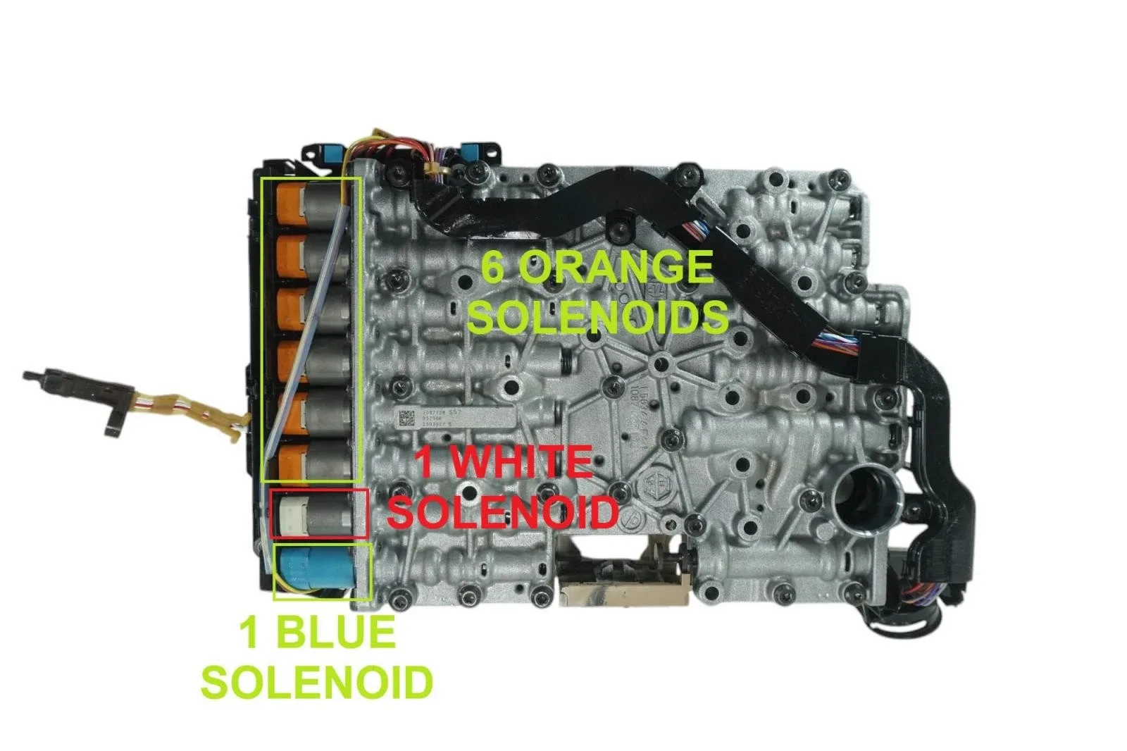 319740B - ZF8HP51, VALVE BODY, M-SHIFT, 1 BLUE-1 WHITE-6 ORANGE SOLENOID A071 image 2